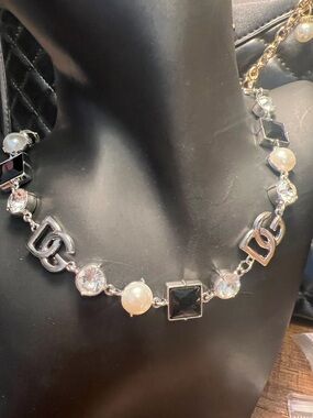 Black & Pearl Crystal Link Necklace - Luxe Statement